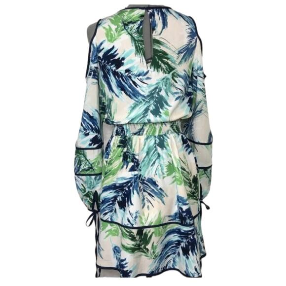 Adelyn Rae Ivory Green Cold Shoulder Printed Dress Women's Size Med New - Picture 6 of 10